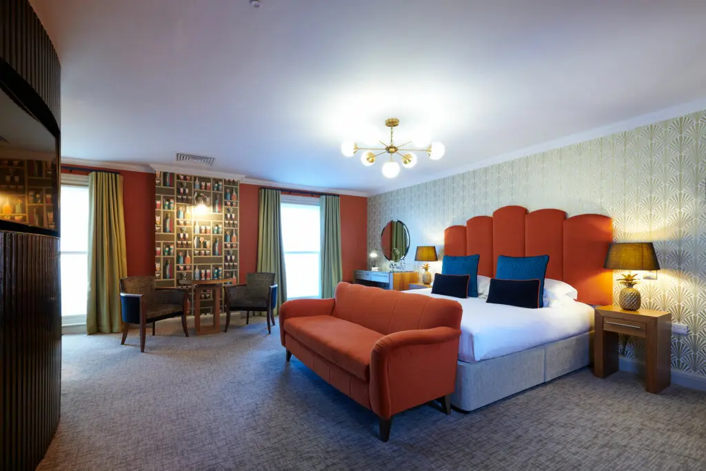 Comfortable hotel lounge with sofas and stylish contemporary décor at Park Farm Hotel.